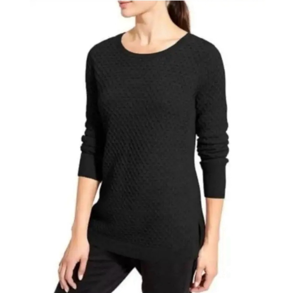 Athleta, Honeycomb, Wool Blend, Black Sweater